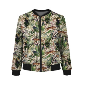 WOMEN’S BOMBER JACKET (KAMA) - CHEETAH / leaves - sewing set