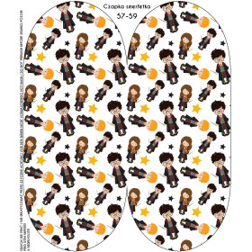 "Beanie" cap - MAGICAL FRIENDS pat. 2 (MAGIC SCHOOL) / white 51-53
