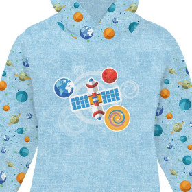 KID'S HOODIE (ALEX) - SATELLITE (SPACE EXPEDITION) / ACID WASH LIGHT BLUE - sewing set