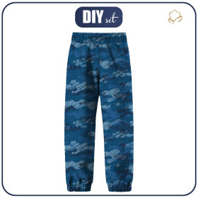 CHILDREN'S SOFTSHELL TROUSERS (YETI) - CAMOUFLAGE - classic blue