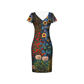 FARM GARDEN WITH SUNFLOWERS (Gustav Klimt) - dress panel crepe