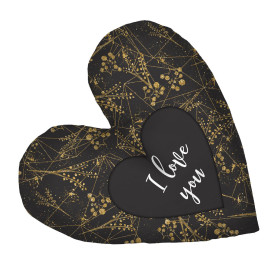 DECORATIVE PILLOW HEART - I love you / LEAVES pat. 12 (gold) 