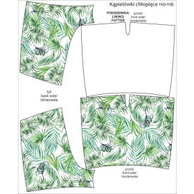 Boy's swim trunks - PALM LEAVES pat. 4 (white) 122-128