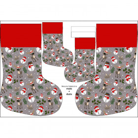 Christmas Stocking Set - SNOWMEN AND REINDEERS / grey (WINTER SQUAD) - sewing set