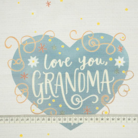 Love you Grandma/ daisies and stars- Cotton woven fabric panel (50cmx75cm)