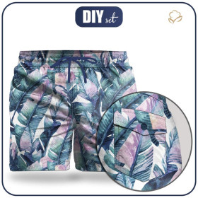 Men's swim trunks - WATERCOLOR LEAVES - sewing set