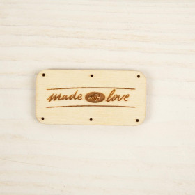Wooden label rectangular - MADE WITH LOVE / PAT. 1