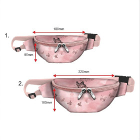 HIP BAG - ALWAYS BEAUTIFUL (GLITTER BUTTERFLIES) / CAMOUFLAGE pat. 2 (rose quartz) - small