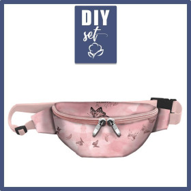 HIP BAG - ALWAYS BEAUTIFUL (GLITTER BUTTERFLIES) / CAMOUFLAGE pat. 2 (rose quartz) - small