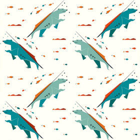 BEARS / white - Cotton woven fabric