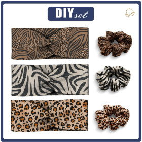 HEADBAND AND HAIR ELASTIC 3KPL - PATTERN 2 - sewing set teenager / adult