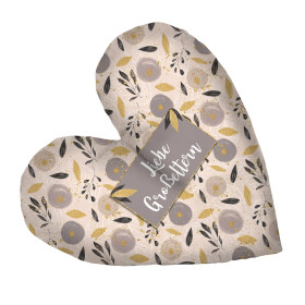 DECORATIVE PILLOW HEART - Liebe Großeltern / FLOWERS pat. 8 (gold)