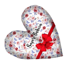 DECORATIVE PILLOW HEART -  SUPER BABCIA / WATERCOLOR BOUQUET 