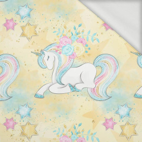 UNICORNS AND FLOWERS pat. 1 (WONDERLAND) - looped knit fabric