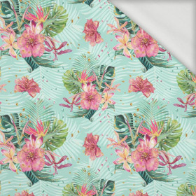 TROPICAL BOUQUET / mint - looped knit fabric