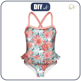 Girl's swimsuit - ROSES AND PEONIES pat. 2