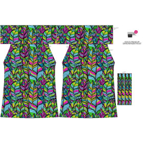Bardot neckline dress (LILI) - NEON LEAVES - sewing set