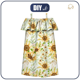 Bardot neckline dress (LILI) - PASTEL SUNFLOWERS PAT. 3 - sewing set