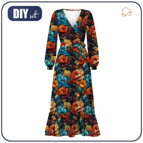 WRAP FLOUNCED DRESS (ABELLA) - VINTAGE CHINESE FLOWERS PAT. 1 - sewing set