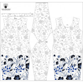 PENCIL DRESS (ALISA) - FLOWERS (pattern no. 5 navy) / white - sewing set