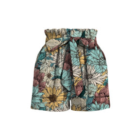 PAPERBAG SHORTS - WATER-COLOR FLOWERS pat. 9 - sewing set