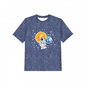 KID’S T-SHIRT - ASTRONAUT (SPACE EXPEDITION) / ACID WASH DARK BLUE - single jersey