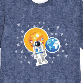 KID’S T-SHIRT - ASTRONAUT (SPACE EXPEDITION) / ACID WASH DARK BLUE - single jersey