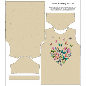 KID’S T-SHIRT - HEART BUTTERFLIES / beige - sewing set