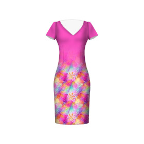 RAINBOW FLOWERS - dress panel crepe