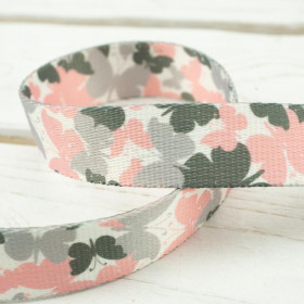 Smooth webbing tape - BUTTERFLIES Pink / Choice of sizes