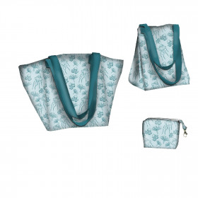 XL bag with in-bag pouch 2 in 1 - JELLYFISH AND CORALS (BLUE PLANET) - sewing set