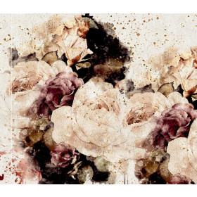 WATERCOLOR FLOWERS PAT. 4  - dress panel Cotton muslin