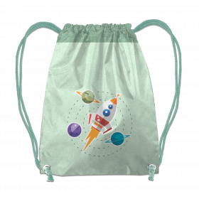 GYM BAG - ROCKET AND PLANETS (SPACE EXPEDITION) / ACID WASH MINT - sewing set