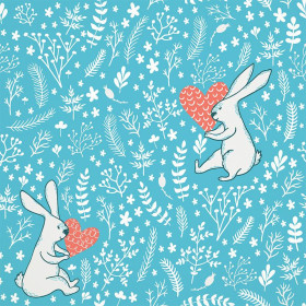 RABBITS IN LOVE - Cotton woven fabric