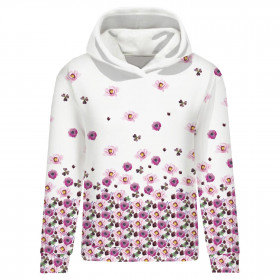 CLASSIC WOMEN’S HOODIE (POLA) - FLOWERS AND CLOVER (IN THE MEADOW) - looped knit fabric 