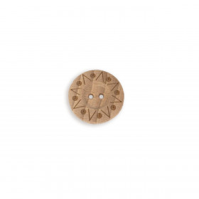 Wooden button in Aztec pattern - large