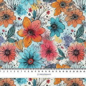 WATER-COLOR FLOWERS pat. 5 - Cotton woven fabric