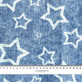 WHITE STARS (CONTOUR) / vinage look jeans dark blue - brushed knitwear with elastane ITY