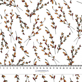 AUTUMN TWIGS / white (RED PANDA’S AUTUMN) - Woven Fabric for tablecloths