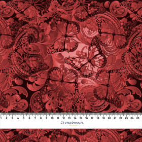 LACE BUTTERFLIES / red - looped knit fabric with elastane ITY