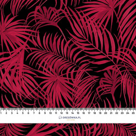 PALM LEAVES pat. 4 / viva magenta - brushed knitwear with elastane ITY