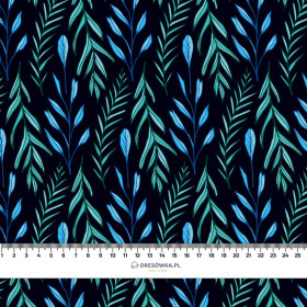 100CM BLUE LEAVES pat. 3 / black- Upholstery velour 