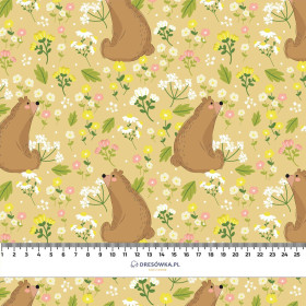 BEARS ON A MEADOW  - looped knit fabric