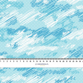 CAMOUFLAGE - scribble / light blue - brushed knit fabric with teddy / alpine fleece