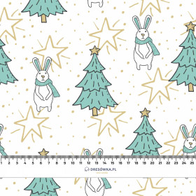HARES WITH CHRISTMAS TREES / white - softshell