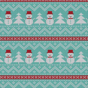 SNOWMEN WITH CHRISTMAS TREES / mint