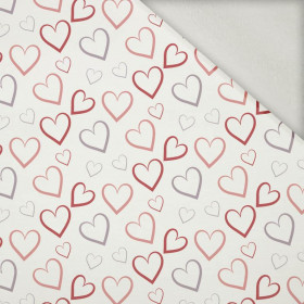 HEARTS (CONTOUR) / white (VALENTINE'S HEARTS) - brushed knit fabric with teddy