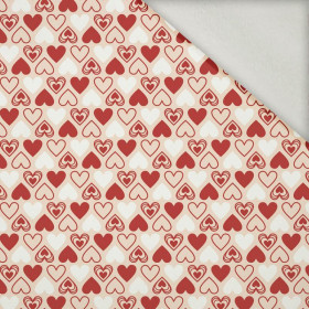 VALENTINE'S HEARTS pat. 2 / beige (VALENTINE'S MIX) - brushed knit fabric with teddy