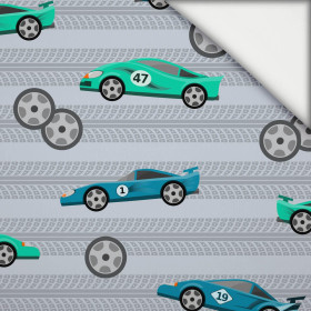 FAST WHEELS / blue on grey - light brushed knitwear