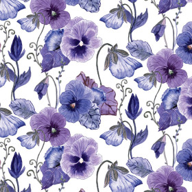 PANSIES (BLOOMING MEADOW) (Very Peri) - Linen 100%